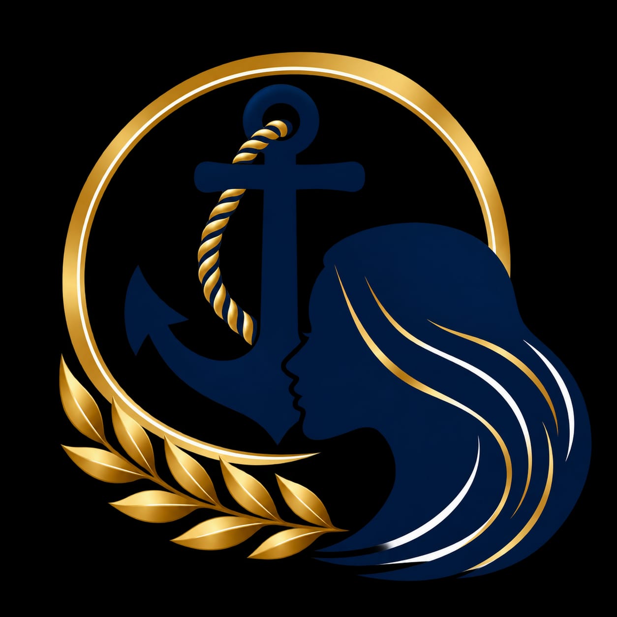 Official emblem of the O.C.E Daughters of the Anchor — an anchor and a woman's profile within a golden ring